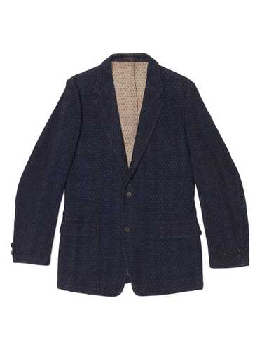 Yohji Yamamoto Navy and Cream Unlined Textured Co… - image 1