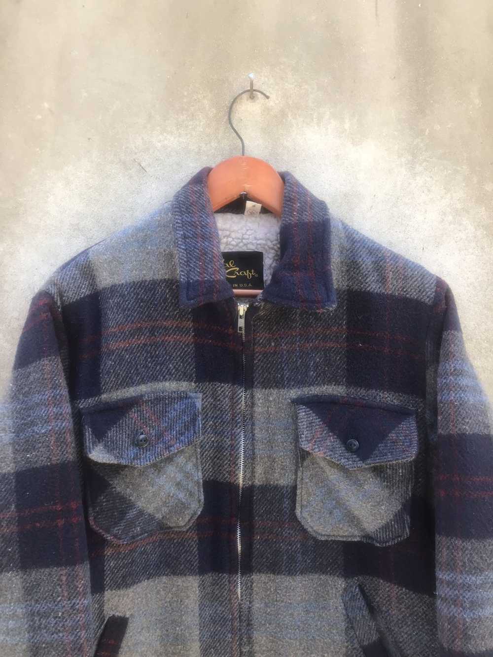 Cal Leather × Flannel × Vintage Vtg Cal Craft Woo… - image 4