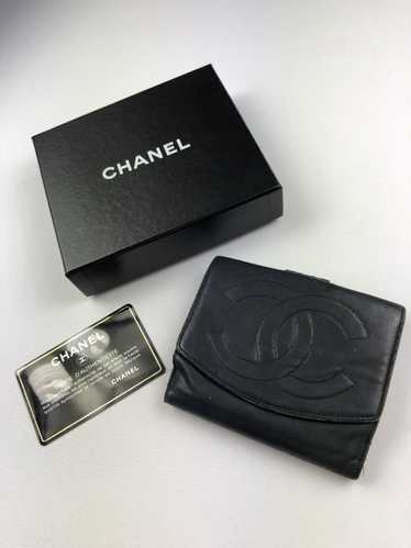 Chanel Chanel black cc leather bifold wallet
