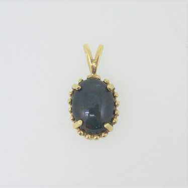 14k Yellow Gold Small Oval Domed Bloodstone Penda… - image 1