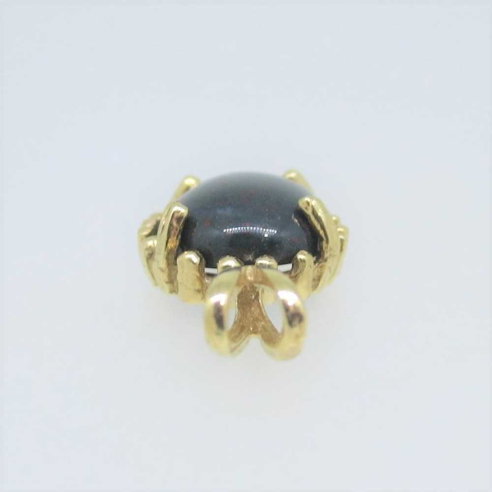 14k Yellow Gold Small Oval Domed Bloodstone Penda… - image 3