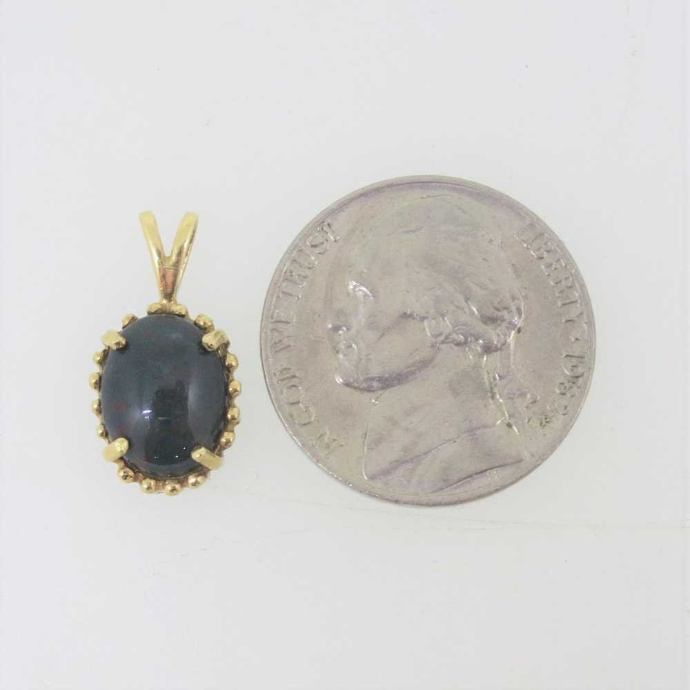 14k Yellow Gold Small Oval Domed Bloodstone Penda… - image 6