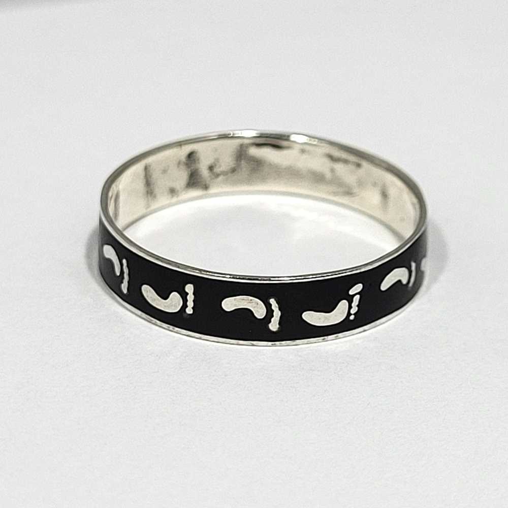 Other Black Enameled Footsteps Sterling silver Ri… - image 1