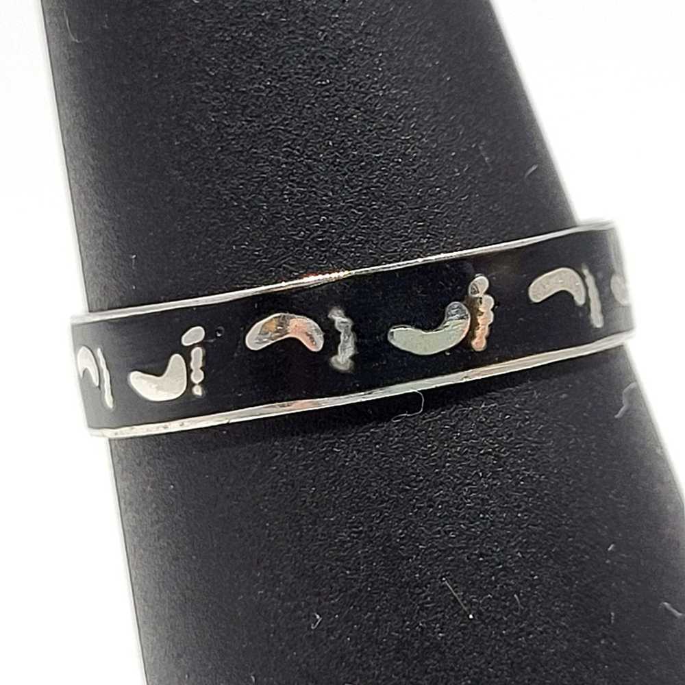 Other Black Enameled Footsteps Sterling silver Ri… - image 2