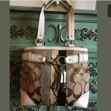 バッグ coach python hand bag 2way shoulder Coach Vintage Canvas Shoulder Bag JACQUARD PYTHON WHITE TRIM