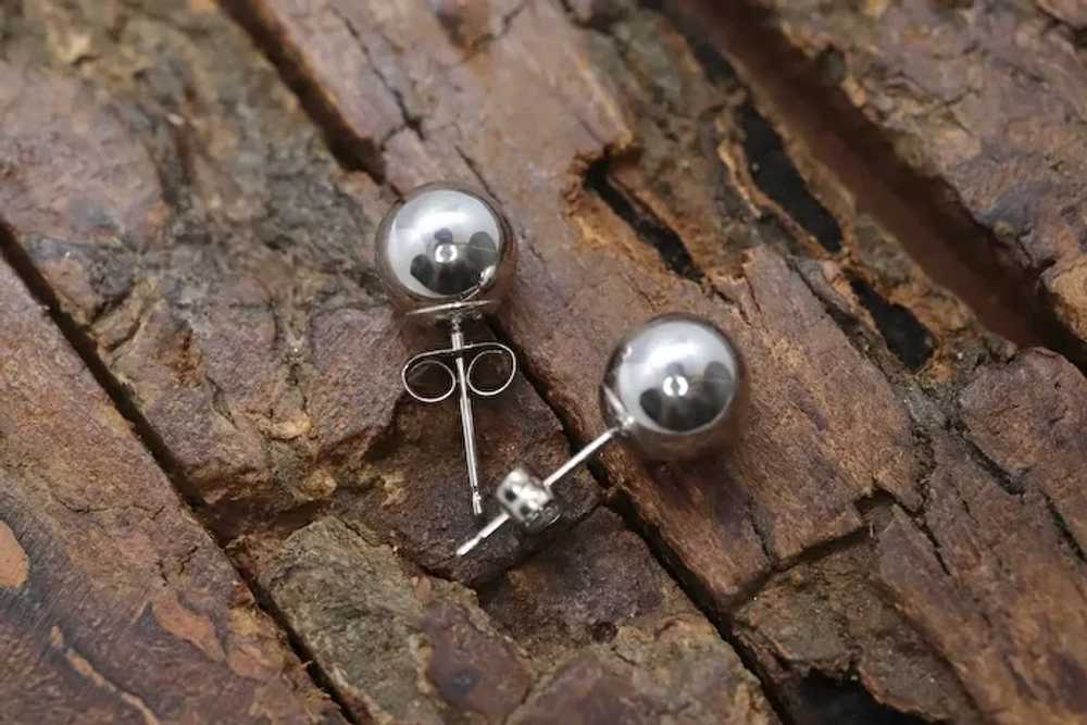 18k Gold Ball Dainty earrings. White Gold Jacmel.… - image 3