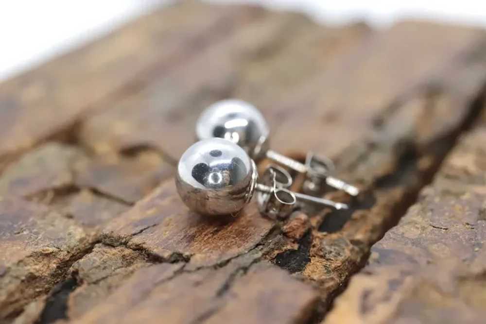 18k Gold Ball Dainty earrings. White Gold Jacmel.… - image 6