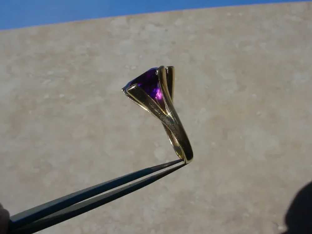 Original 18K Italian Gold Ring, 2 Large Amethyst … - image 8