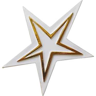 Fabulous TRIFARI White Enamel STAR Design Vintage… - image 1