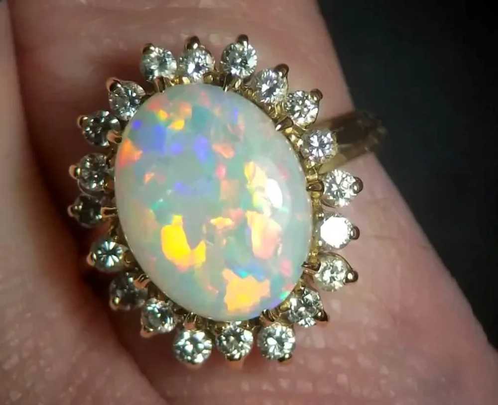 18K Opal & Diamond Ring - image 2