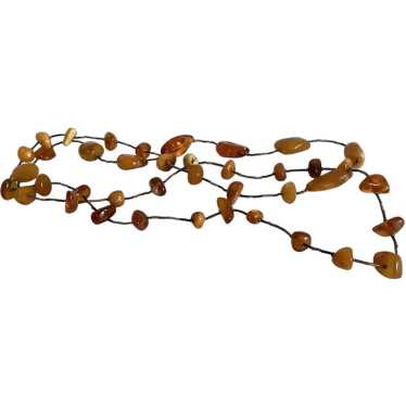 Amazing 46” Long Butterscotch & Clear Amber Neckl… - image 1