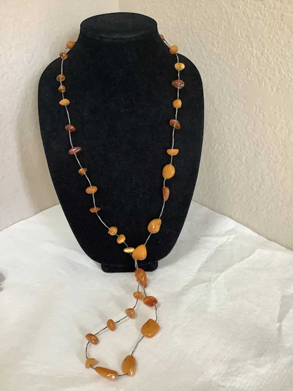 Amazing 46” Long Butterscotch & Clear Amber Neckl… - image 2