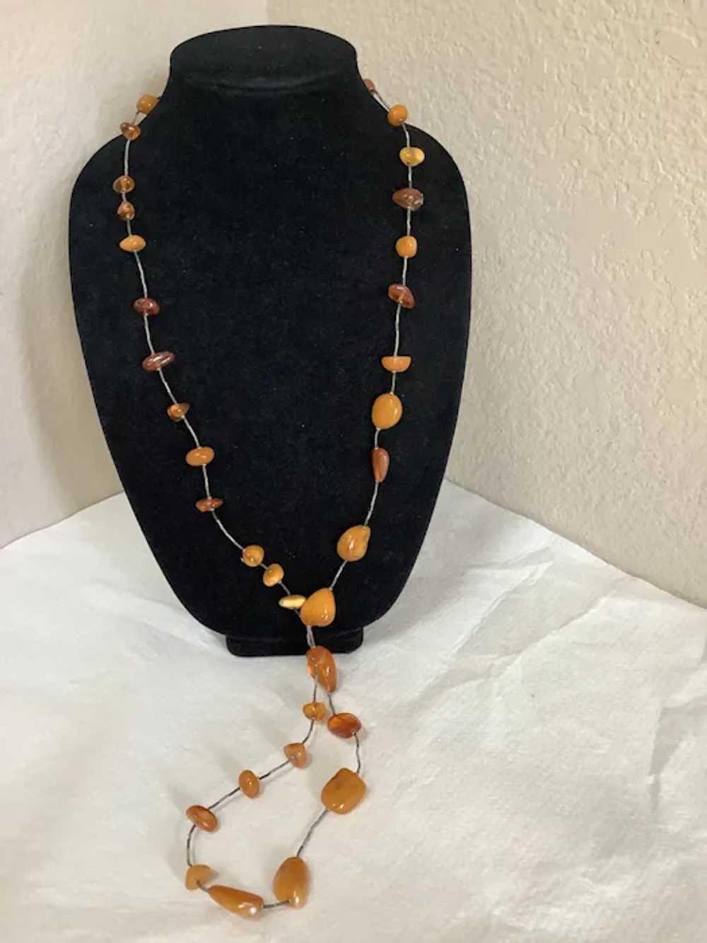 Amazing 46” Long Butterscotch & Clear Amber Neckl… - image 6