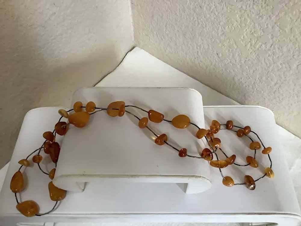 Amazing 46” Long Butterscotch & Clear Amber Neckl… - image 8