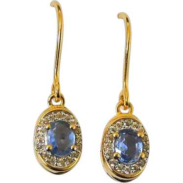Cornflower Blue Sapphire Gold Earrings