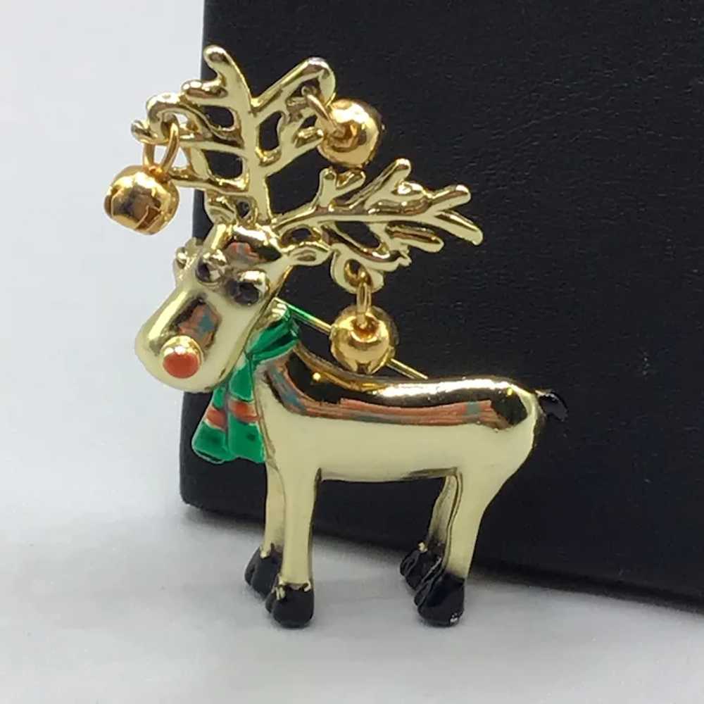 AJC Rudolph The Reindeer Pin Brooch Jingle Bells … - image 2