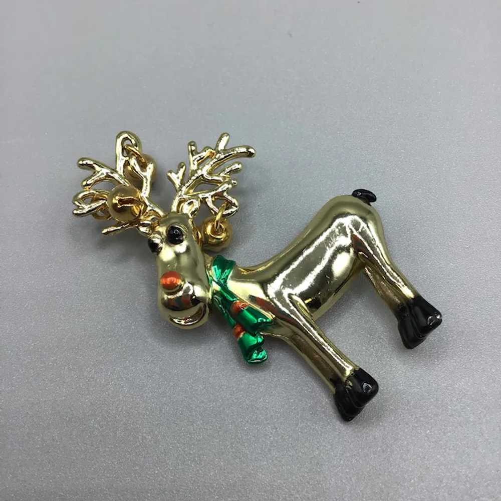 AJC Rudolph The Reindeer Pin Brooch Jingle Bells … - image 3