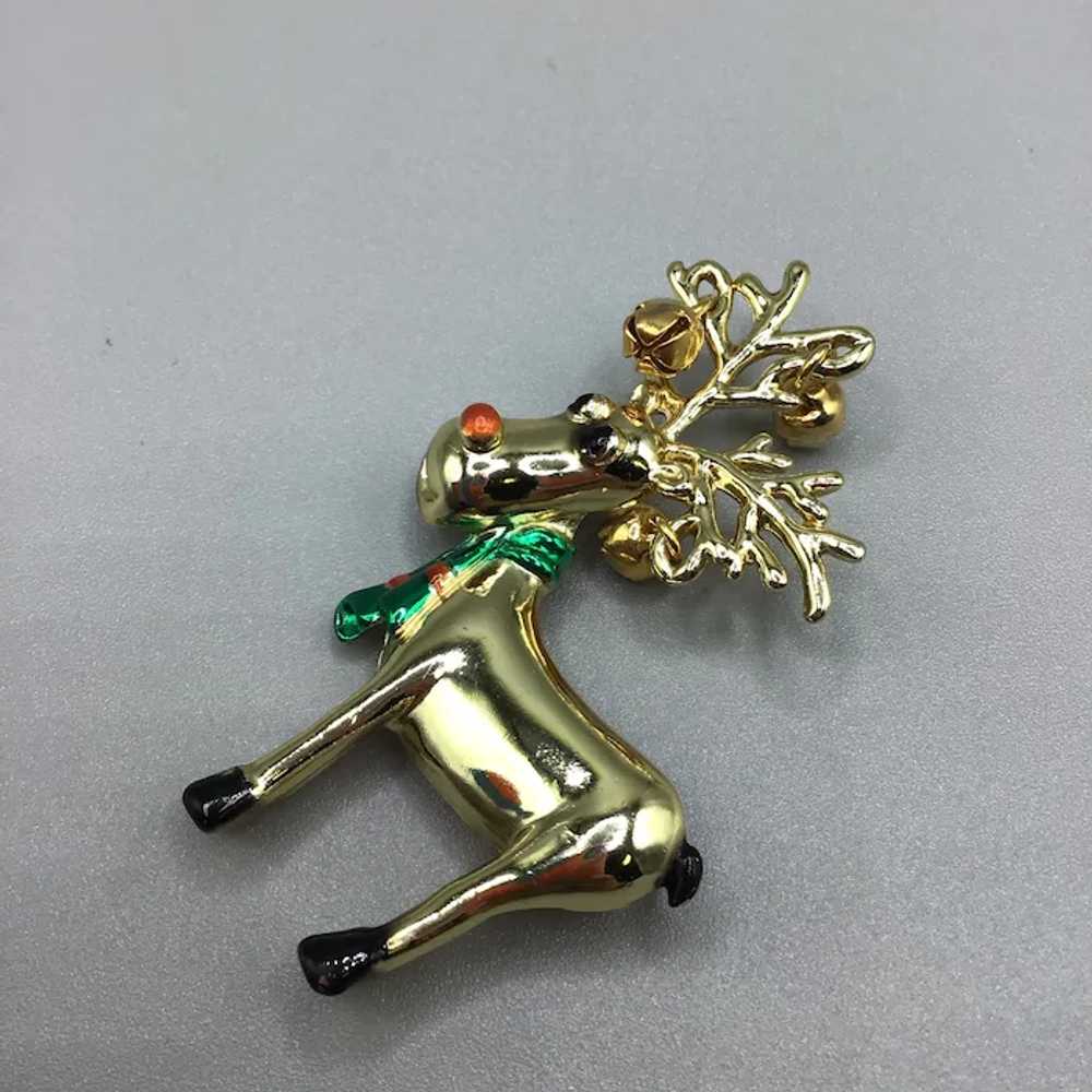 AJC Rudolph The Reindeer Pin Brooch Jingle Bells … - image 4