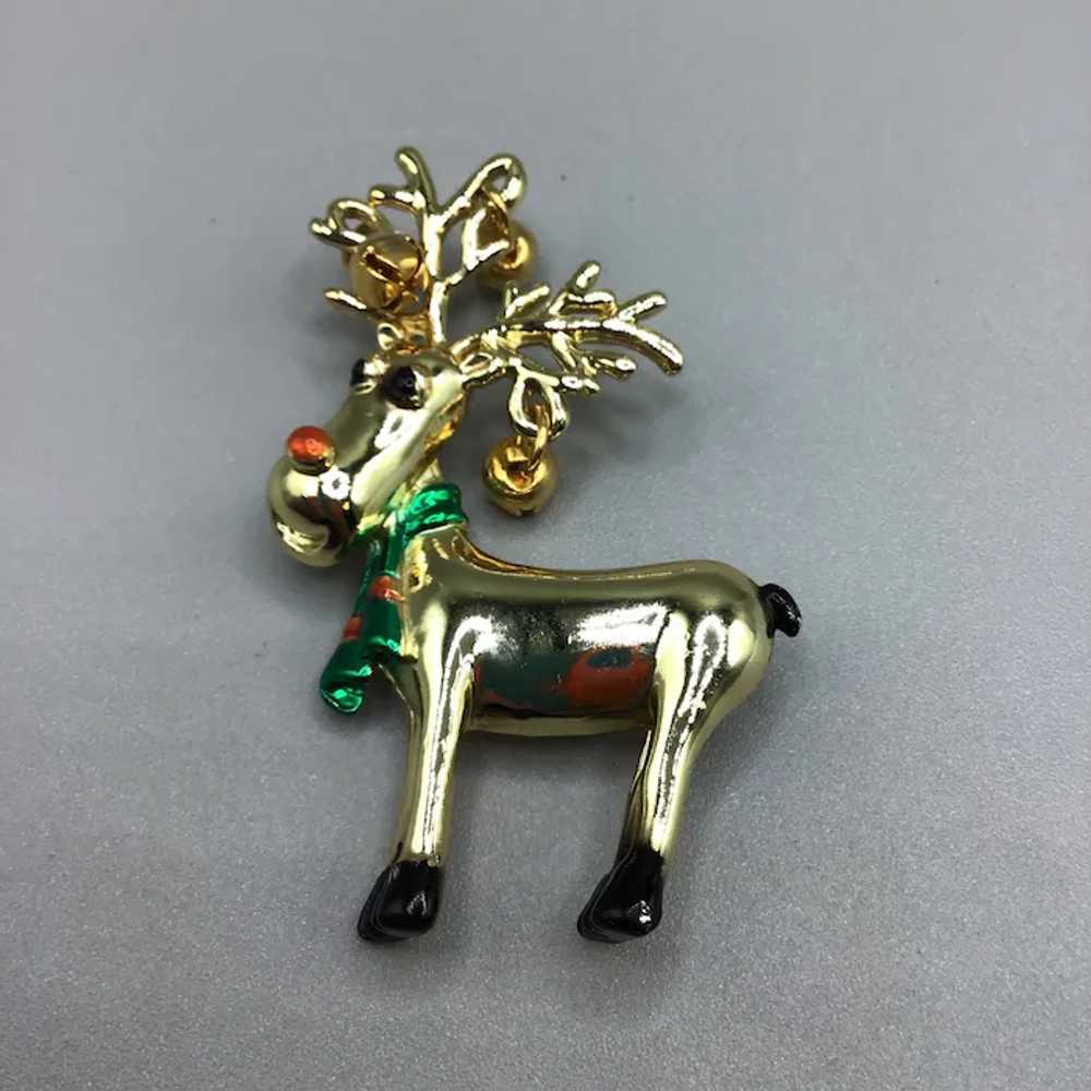 AJC Rudolph The Reindeer Pin Brooch Jingle Bells … - image 6