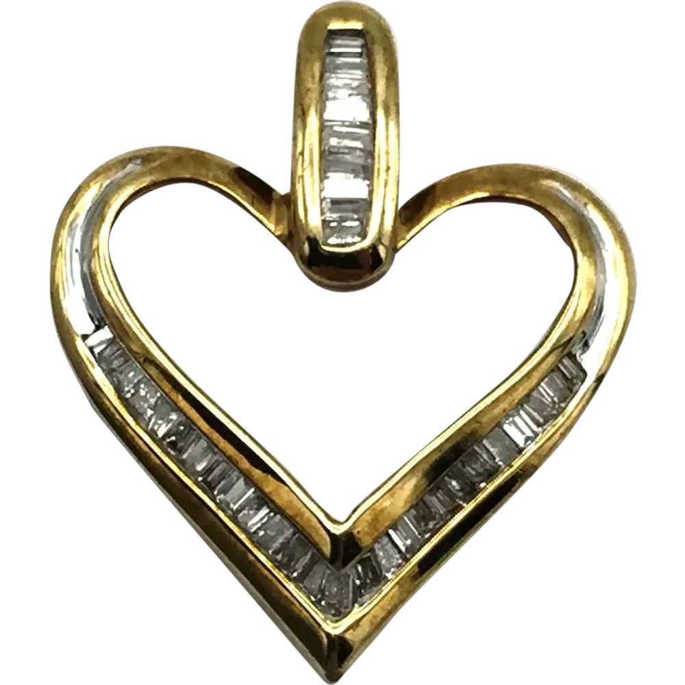 10K .50 CTW Diamond Heart Pendant - image 1