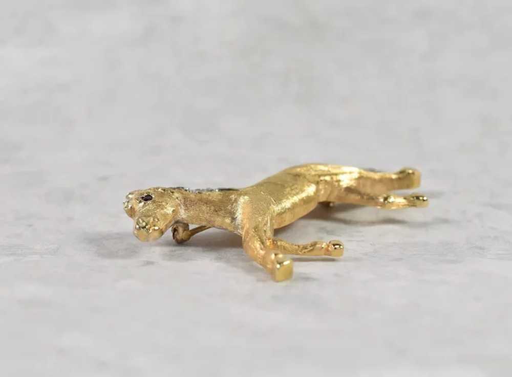 18k Yellow Gold Diamond & Ruby Horse Pin, 17.3g - image 4