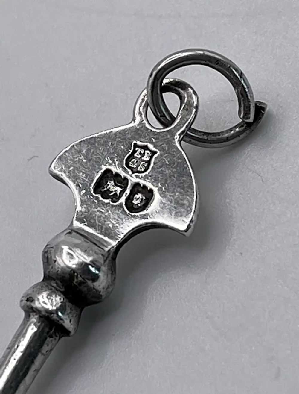 Antique Sterling Silver Watch Key Pendant - Londo… - image 2
