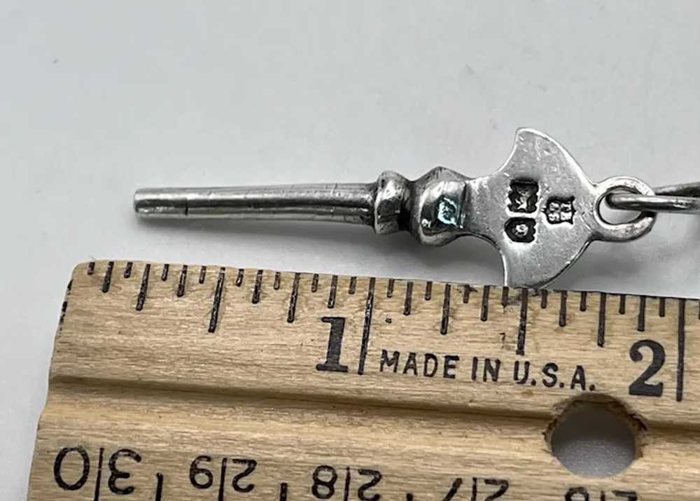 Antique Sterling Silver Watch Key Pendant - Londo… - image 4