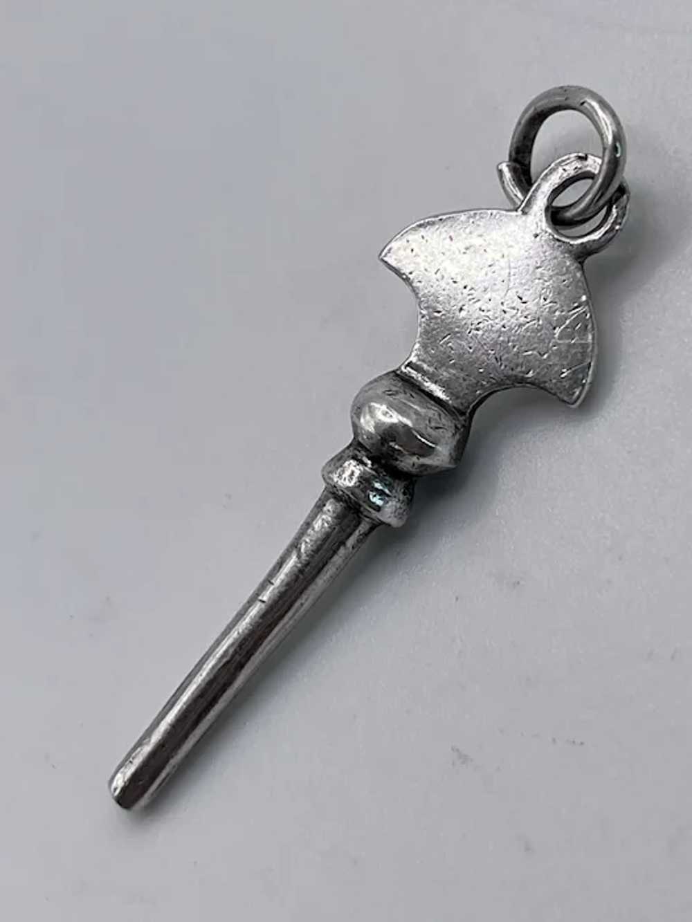 Antique Sterling Silver Watch Key Pendant - Londo… - image 5