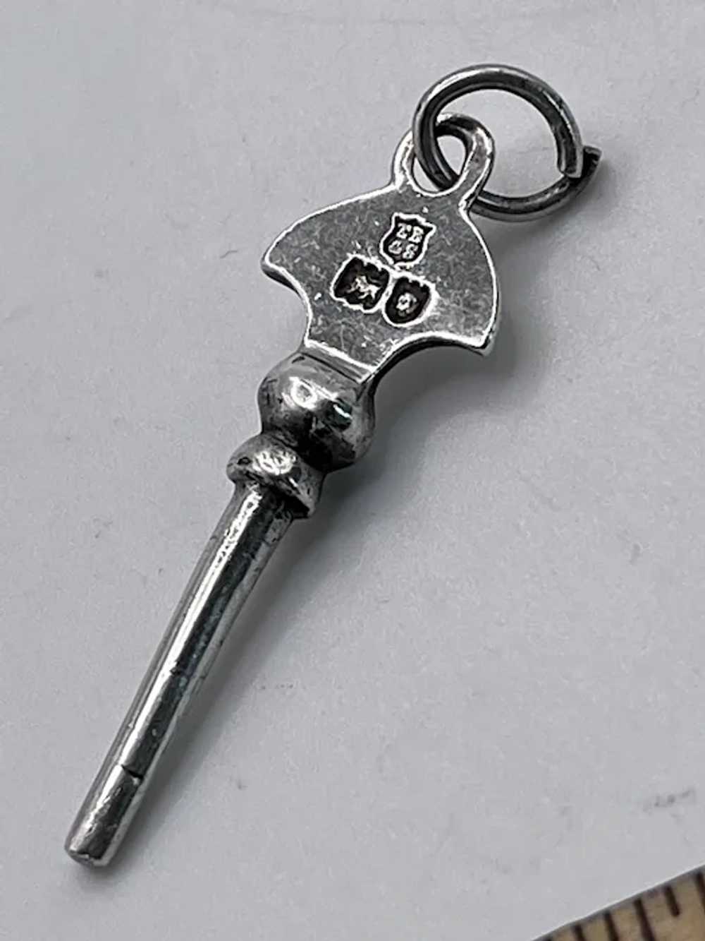 Antique Sterling Silver Watch Key Pendant - Londo… - image 6