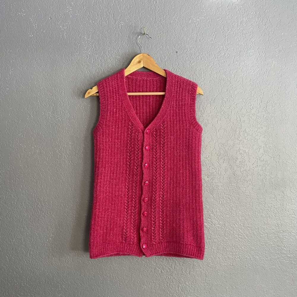 Hype × Streetwear × Vintage Pink 1990s Sweater Ve… - image 1