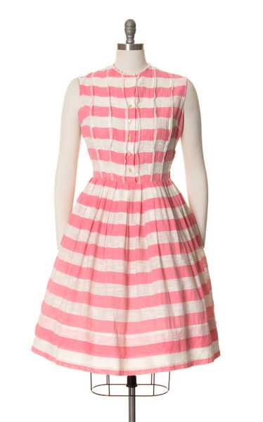 1950s Pink Striped Shirtwaist Sundress | medium