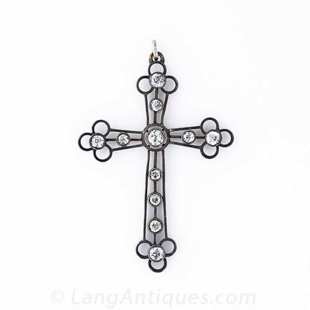 Late-Victorian Diamond Cross Pendant - image 2