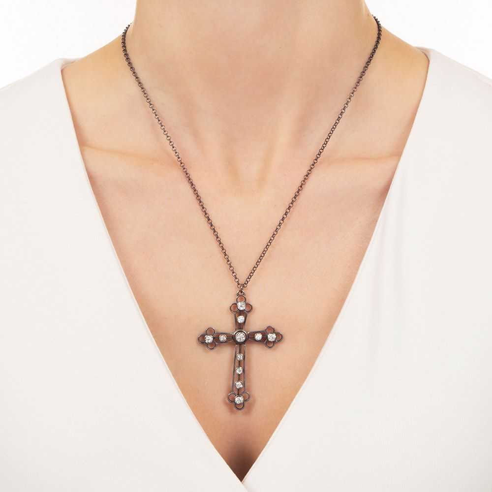 Late-Victorian Diamond Cross Pendant - image 4