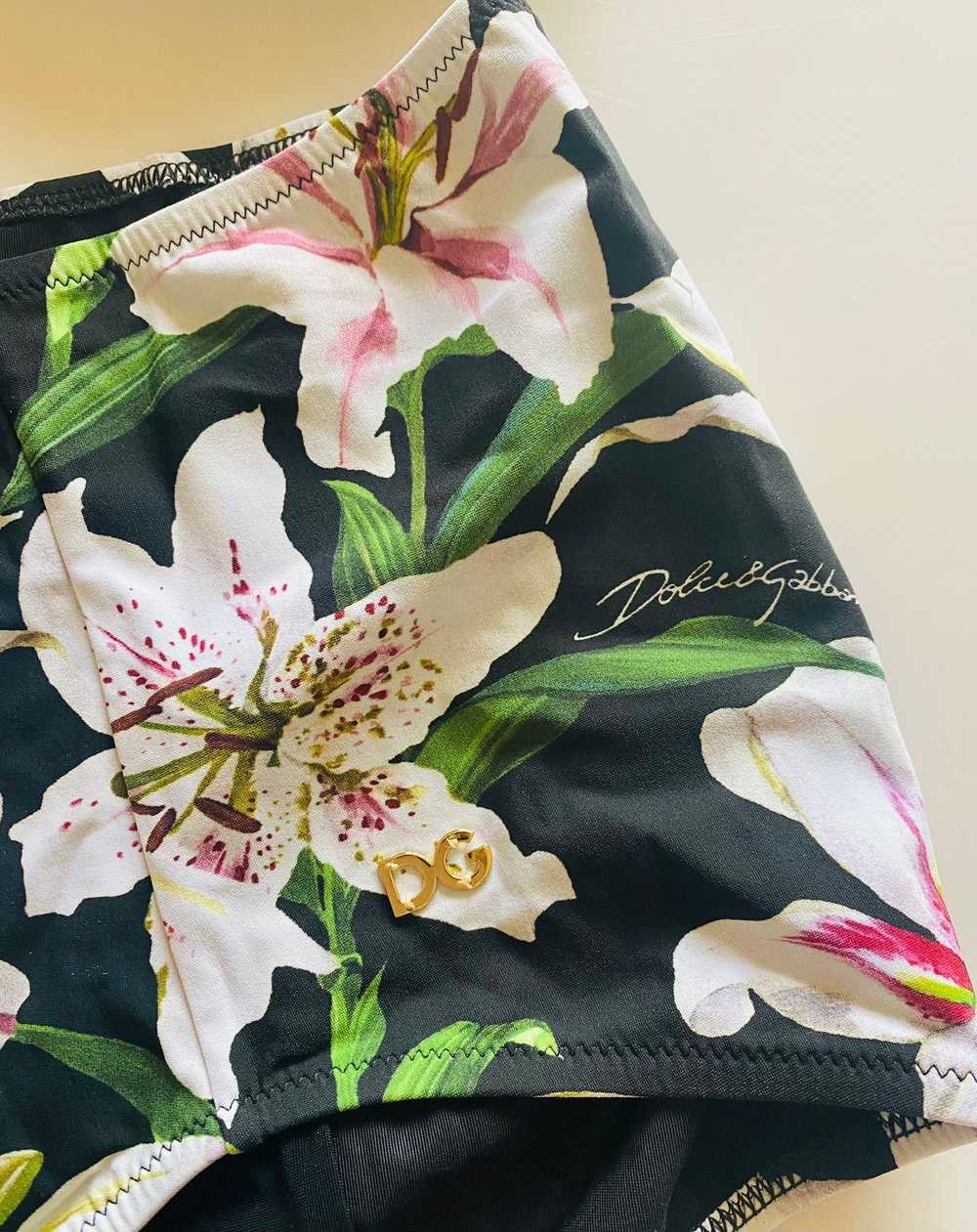 Dolce & Gabbana White Lily Printed Halterneck Bik… - image 5