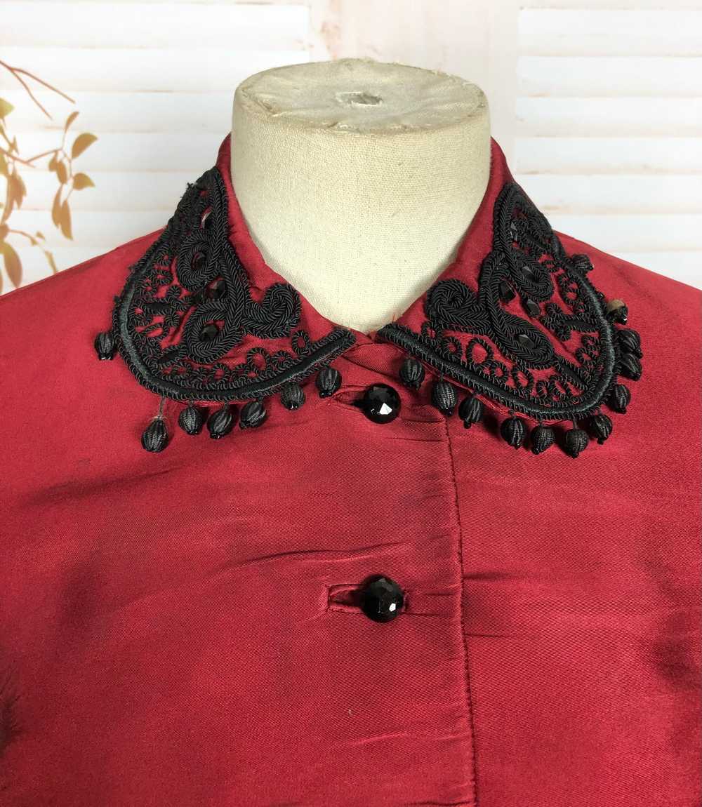 Exquisite Original 1940s Vintage Red And Black Fe… - image 10