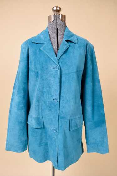 Turquoise Suede Jacket By Jessica Holbrook, L