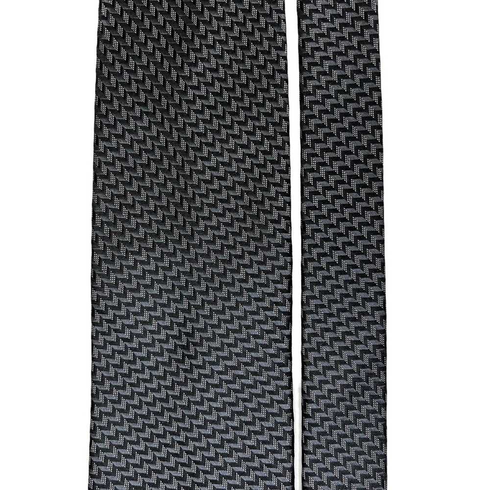 Other Paul Dione Necktie All Silk Gray Black Geom… - image 3