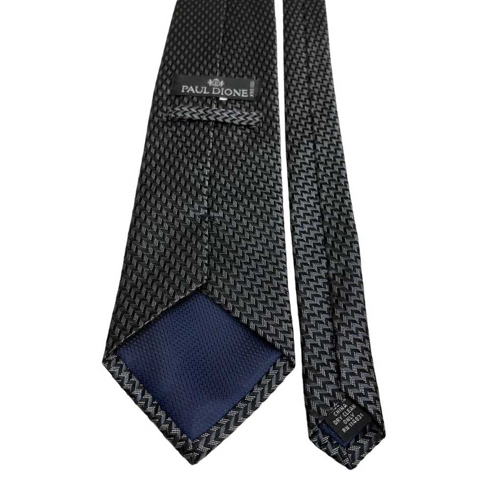 Other Paul Dione Necktie All Silk Gray Black Geom… - image 5
