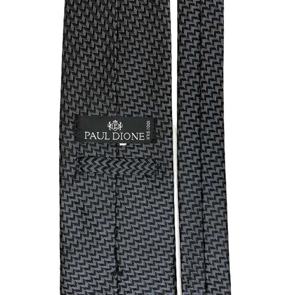 Other Paul Dione Necktie All Silk Gray Black Geom… - image 6