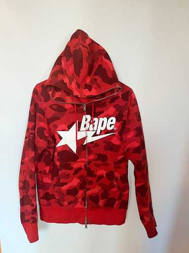 A Bathing Ape Color Camo Shark Hoodie Jacket Red 1G30-140-007 Size L NWT  F/S