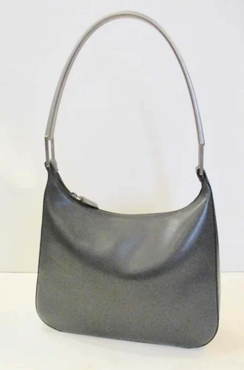 Prada Charcoal Leather Handbag circa 90s - image 5