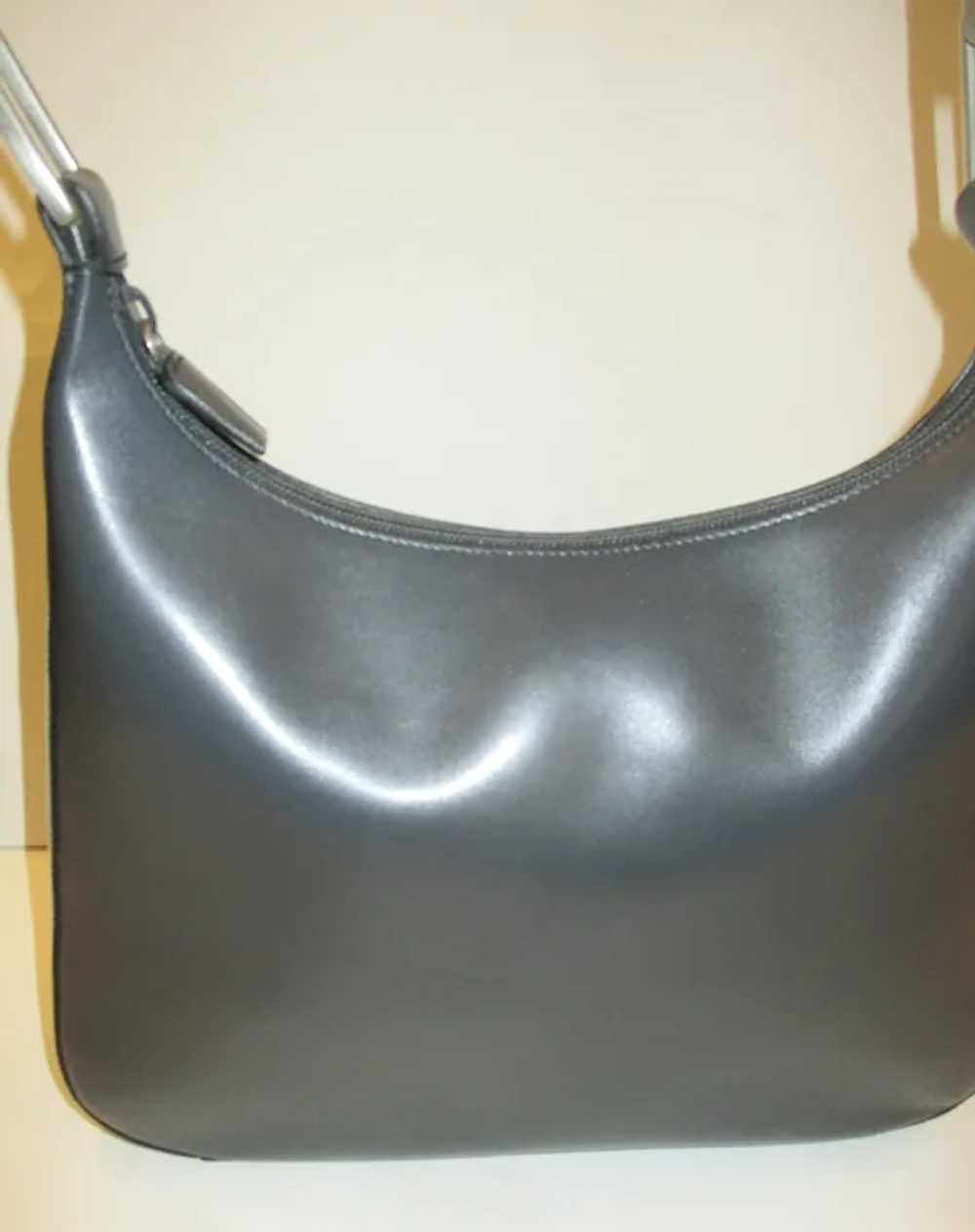 Prada Charcoal Leather Handbag circa 90s - image 6