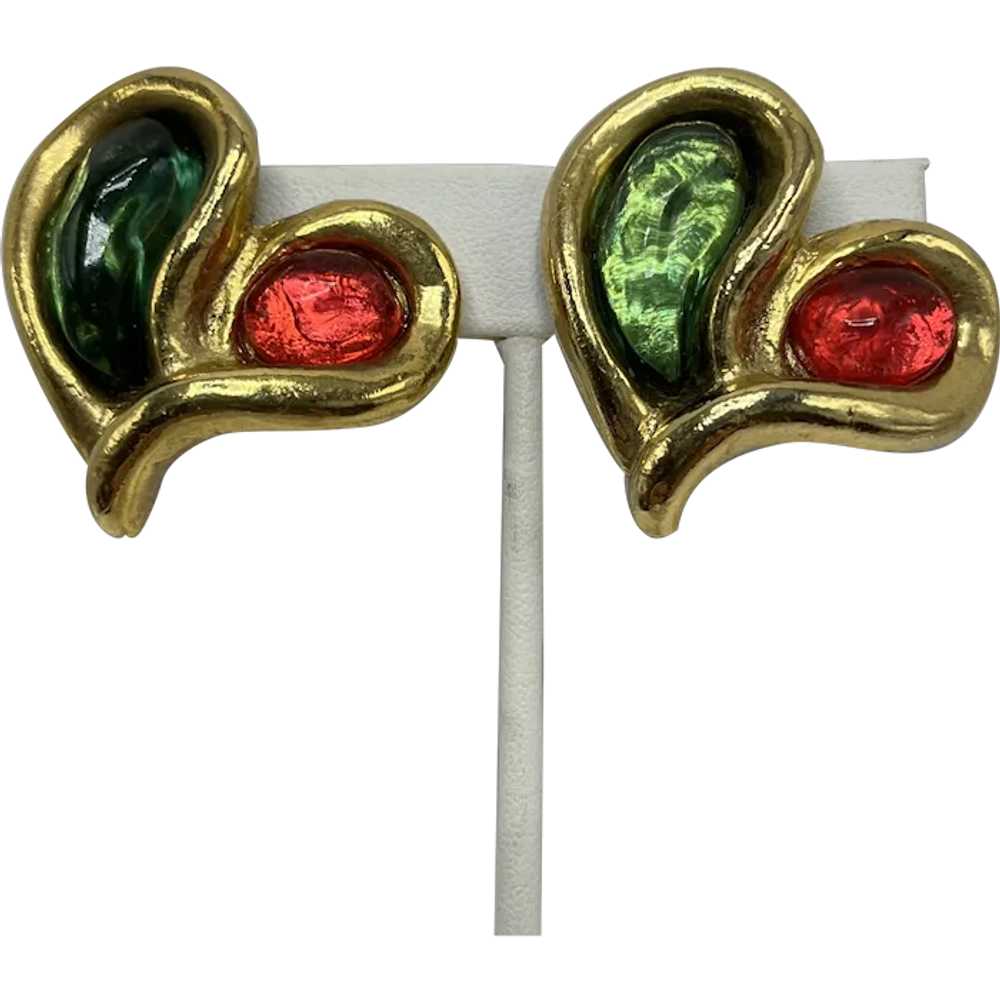 Emanuel Ungaro Paris Vintage Cabochon Heart Clip … - image 1