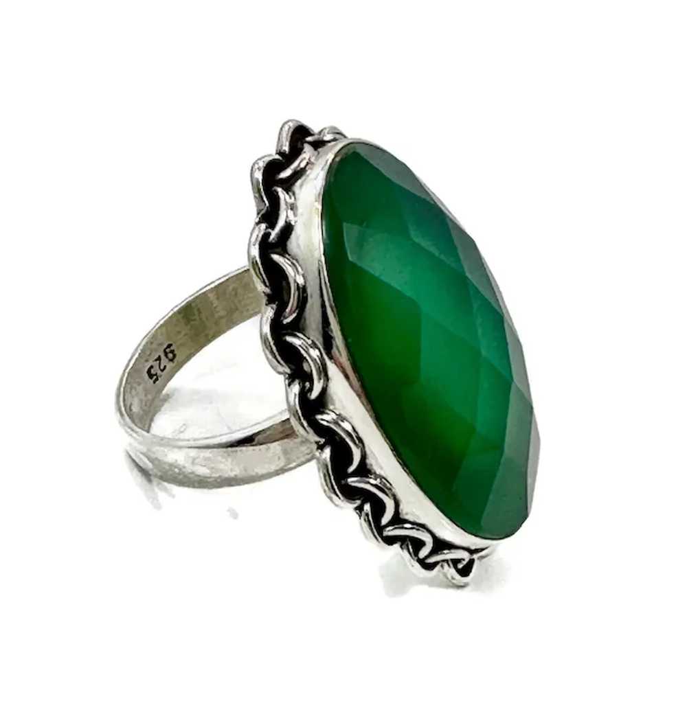 Green Onyx Ring, Sterling Silver, Vintage Ring, S… - image 5
