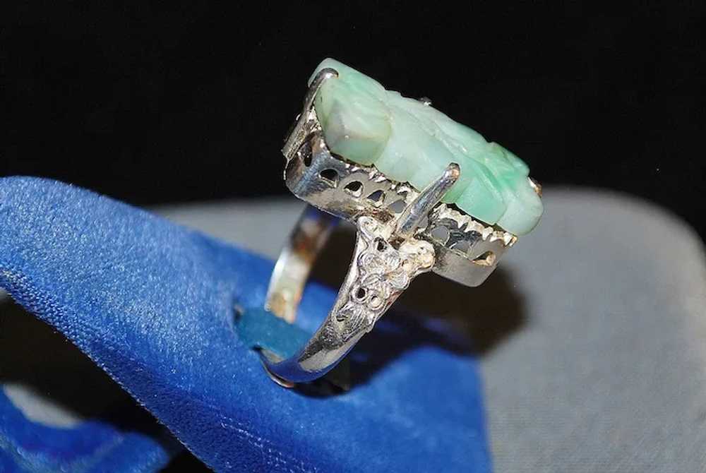 Old Chinese Silver Jade Ring - image 2