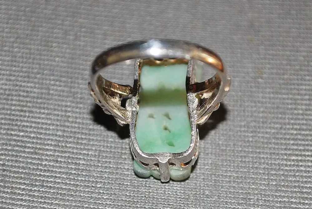 Old Chinese Silver Jade Ring - image 5