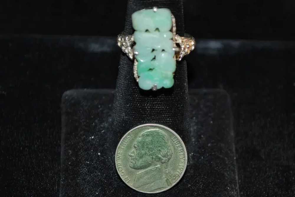 Old Chinese Silver Jade Ring - image 6