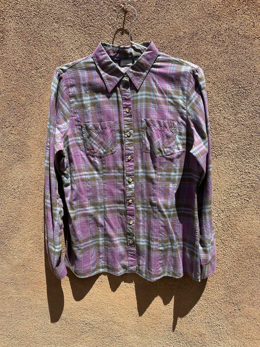 L.L. Bean Violet Plaid Flannel - Small - image 1