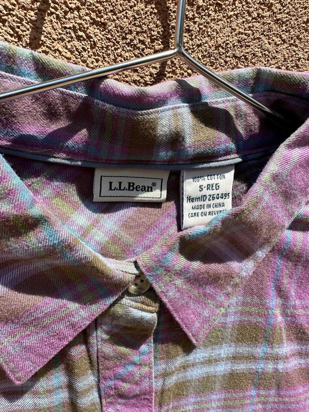 L.L. Bean Violet Plaid Flannel - Small - image 2