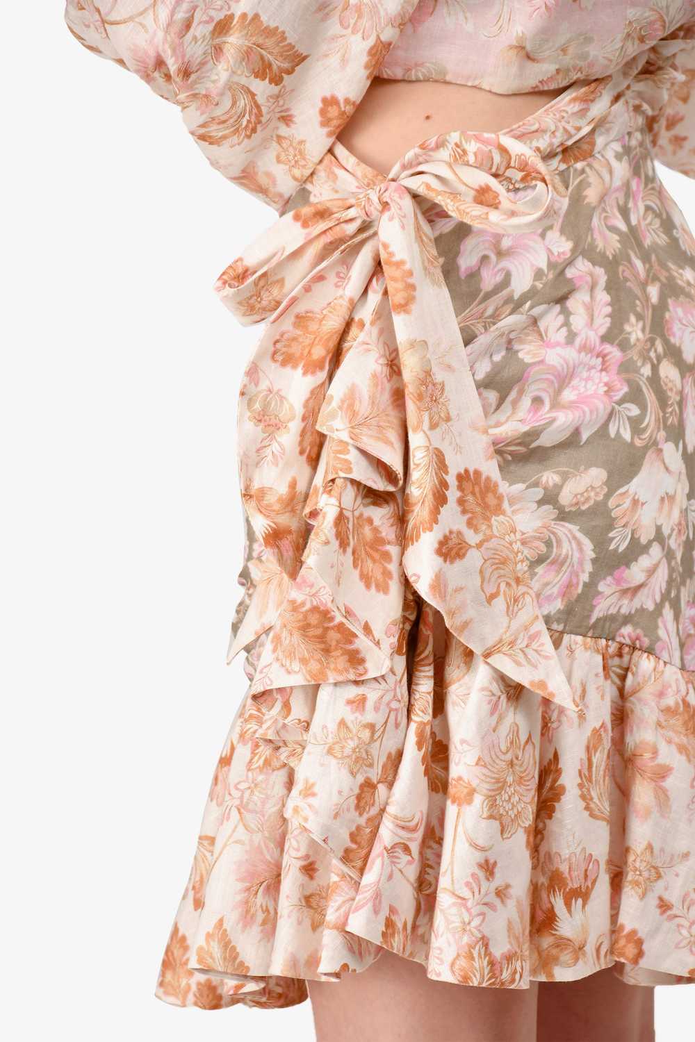 Zimmermann Cream/Pink Floral Linen 'Lyre Billow W… - image 2